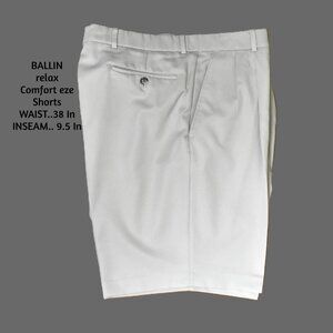 BALLIN Shorts Relax Comfort EZE Tan Belt Loops 4 Pockets Button Zip Front Bin 4